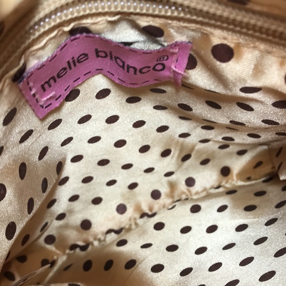 Melie Bianco Beige Sm. Shoulder Bag 7”W x 9”H w/24” Adjustable Shoulder Strap - Picture 7 of 12